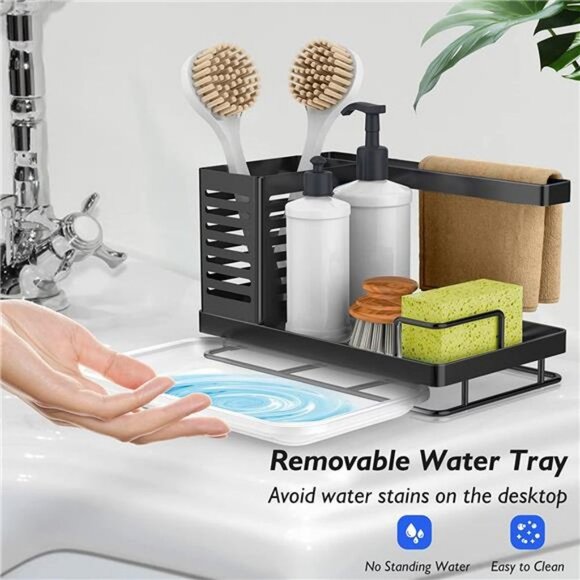 Sink Caddy, Kitchen Sink Organizer, Sponge Holder Stainless Steel Kitchen Caddy - Picture 2 of 6